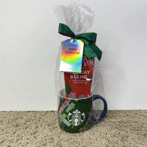 Starbucks Holiday Blend Coffee And Green Starbucks Ceramic Mug 18oz Gift Set - Picture 1 of 9